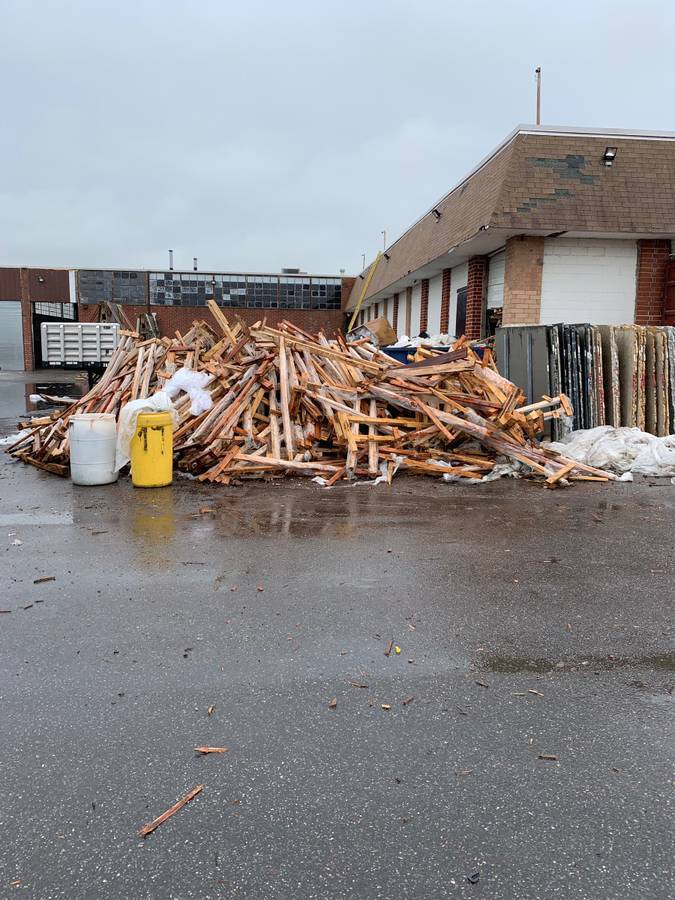 Wood and lumber debris removal job