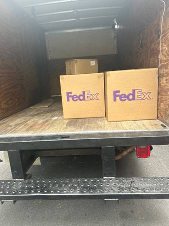 Boxes loaded securely inside the moving truck